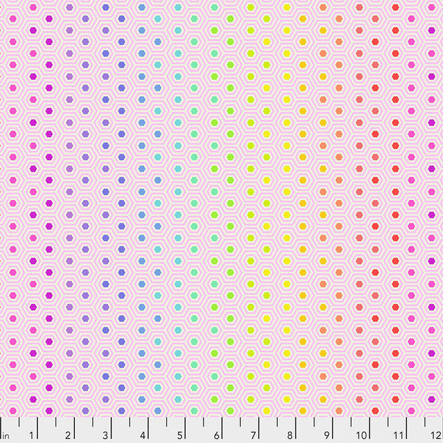 Shell Hexy Rainbow Tula's True Colors 44"/45" Cotton Fabric Per Yard
