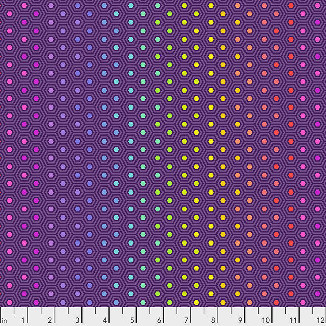 Starling Hexy Rainbow Tula's True Colors 44"/45" Cotton Fabric Per Yard