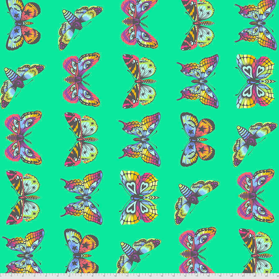 Tula Pink Daydreamer Butterfly Hugs fabric in Lagoon by FreeSpirit