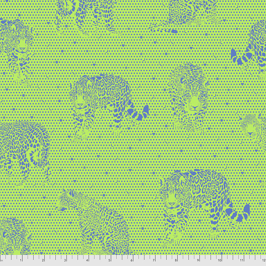 Tula Pink Daydreamer Lil Jaguars fabric in Kiwi by FreeSpirit