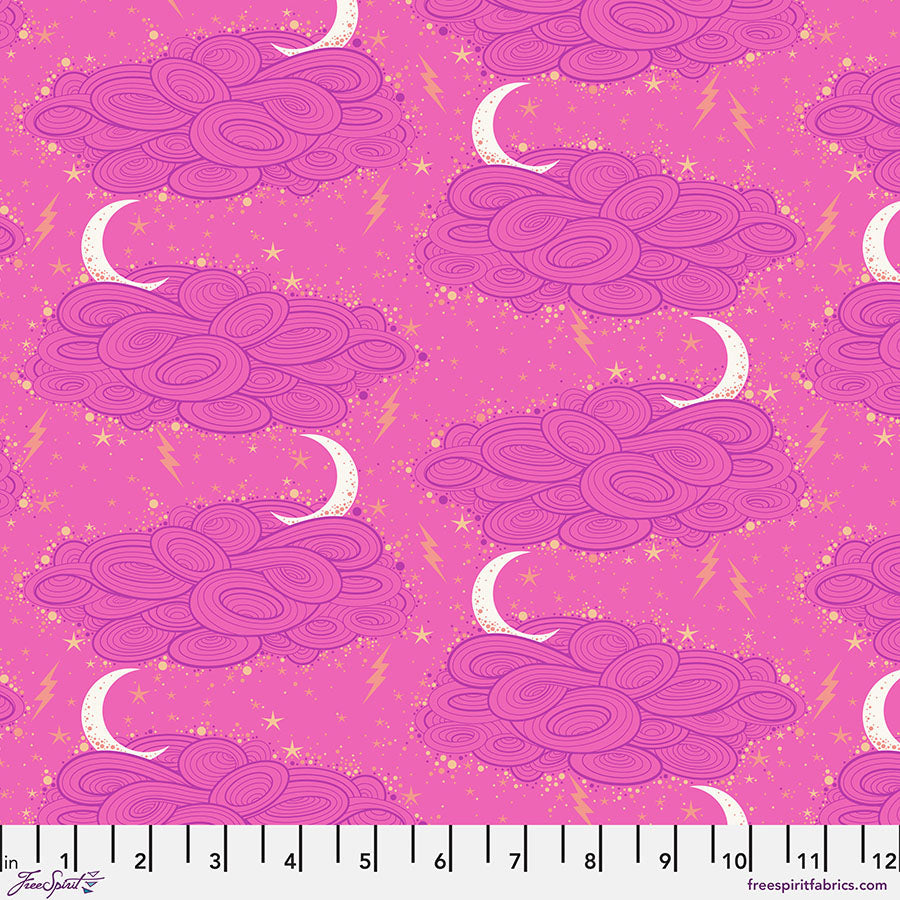 Tula Pink Nightshade Storm Clouds quilting cotton fabric in Oleander