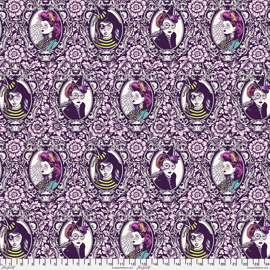 Tula Pink Nightshade Mini Coven quilting cotton fabric in Nerium