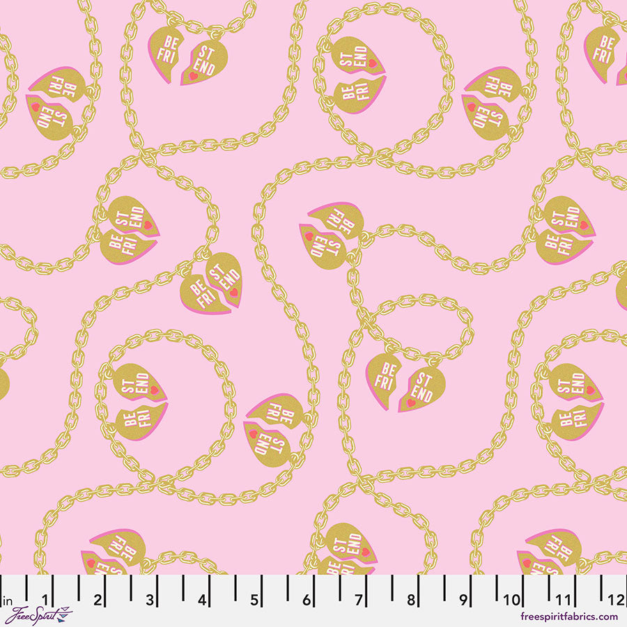 Tula Pink Besties Lil Charmer blossom metallic quilting cotton fabric