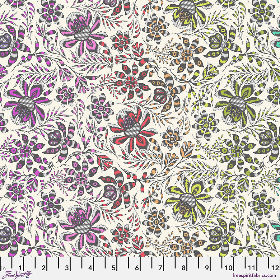 FreeSpirit Tula Pink Roar wild vine quilting cotton fabric in Mist
