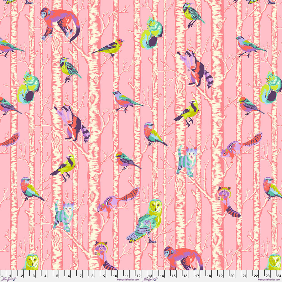 Tula Pink Full Moon Forest Family Tree quilting fabric in Honey