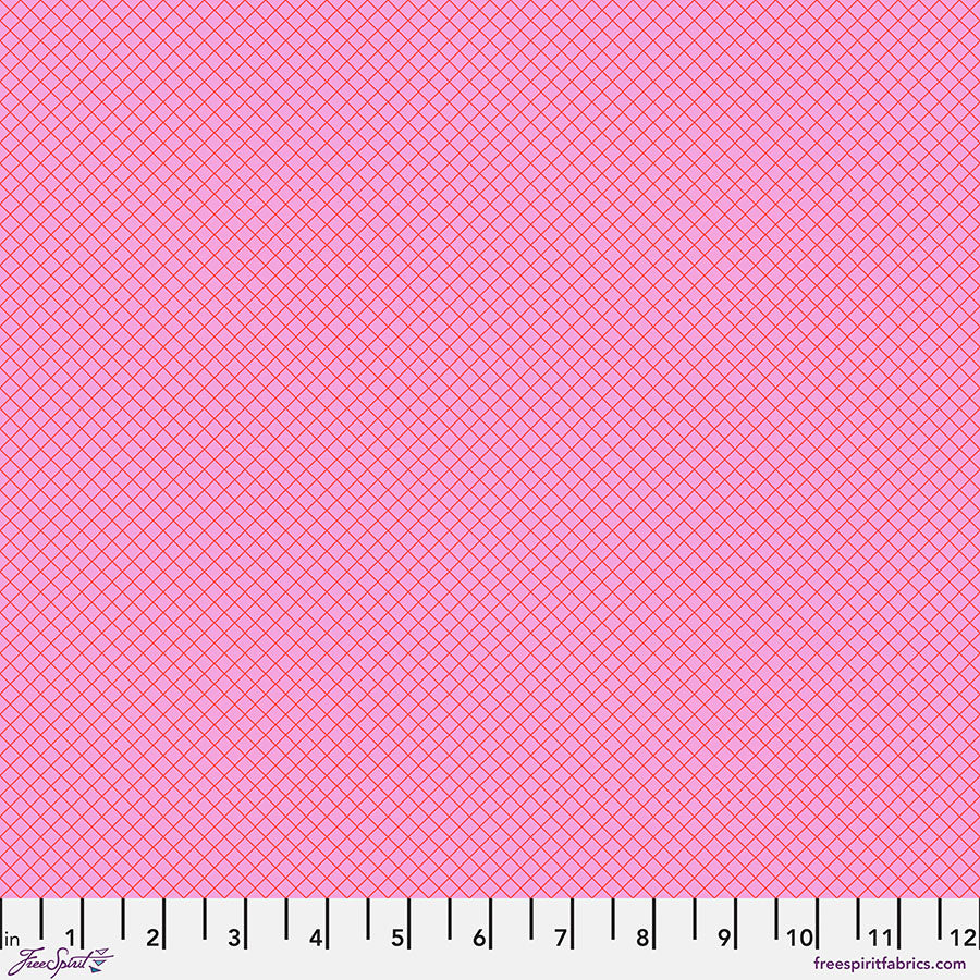 Tula Pink True Colors On the Grid quilting fabric in Bubblegum