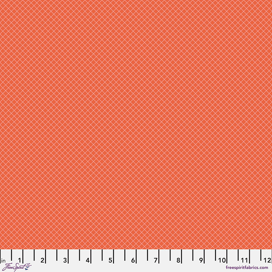 Tula Pink True Colors On the Grid quilting fabric in Salmon