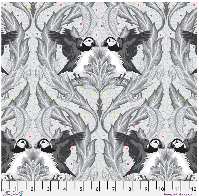 Free Spirit Tula Pink Graywork Huffin & Puffin Whisper quilting fabric