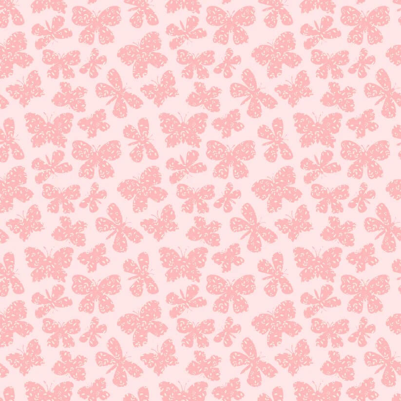Painted Blossoms Scattered Butterflies quilting fabric in pink by Poppie Cotton, butterfly floral print on pink cotton, sold by the yard