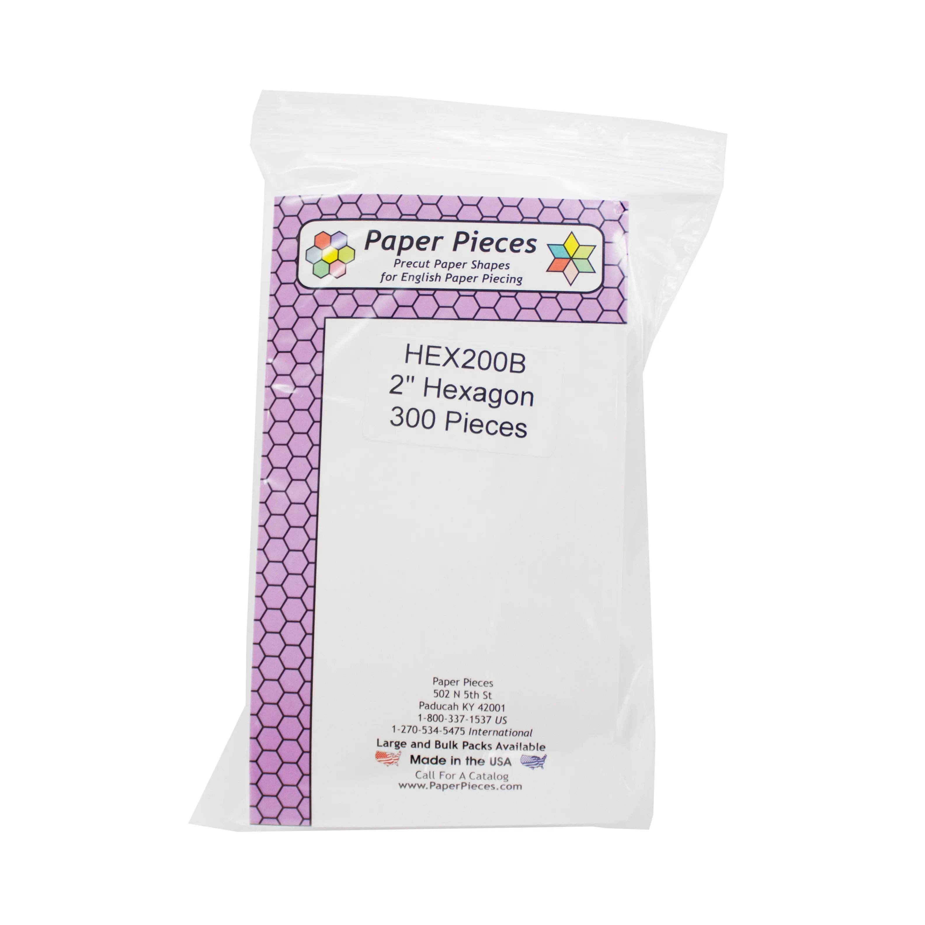 Paper Piece Hexagon Pack 2in 300pc - Linda's Electric Quilters