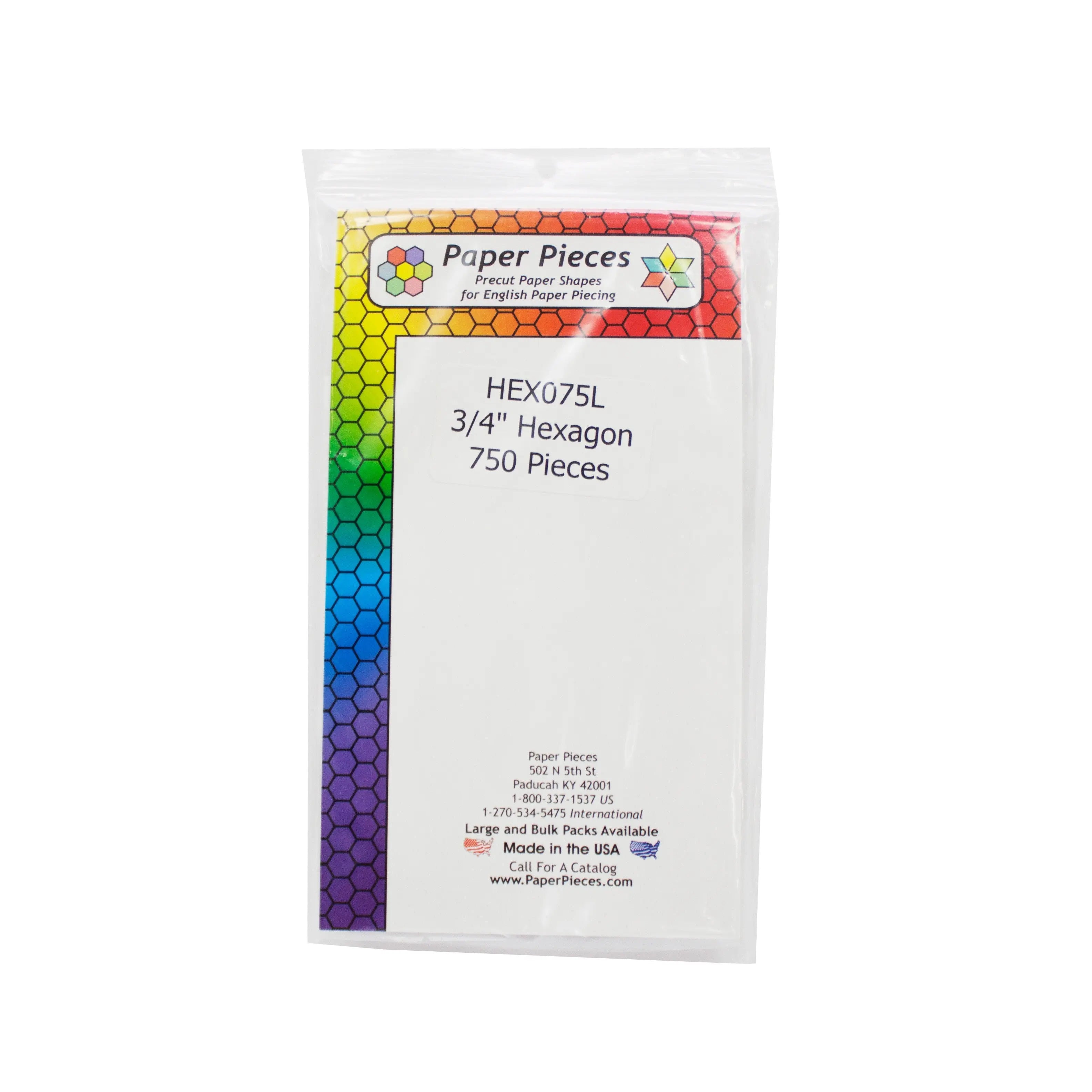 Paper Piece Hexagon Pack 3/4in 750pc - Linda's Electric Quilters