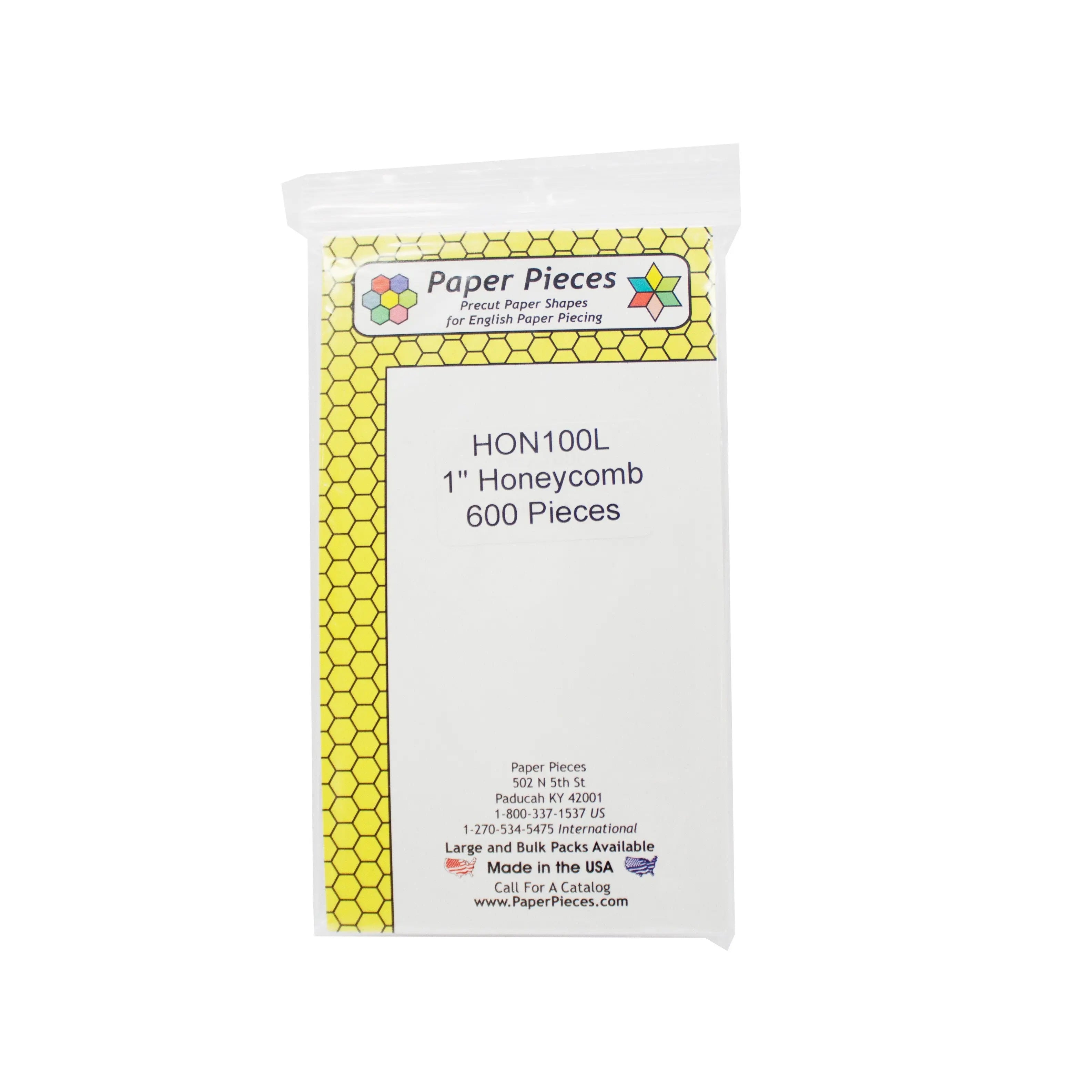 Paper Piece Honeycomb Pack 1in 600pc - Linda's Electric Quilters