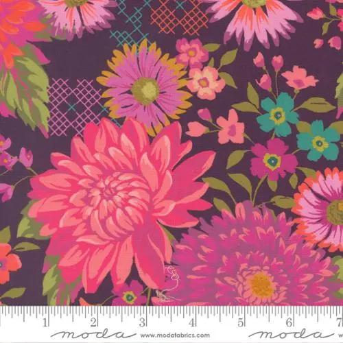 Parlor Happy Blooms Plum Cotton 44"/45" Fabric Per Yard Moda Fabrics & Supplies