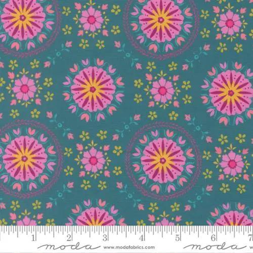 Parlor Mandala Peacock Cotton 44"/45" Fabric Per Yard Moda Fabrics & Supplies