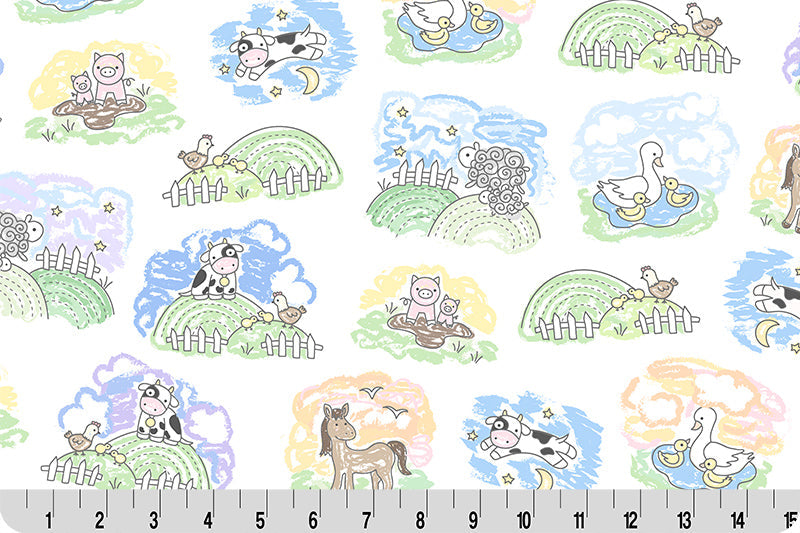 Pastel Goodnight Farm Lullaby Quilting Cuddle Fabric (7/8 yard pack)