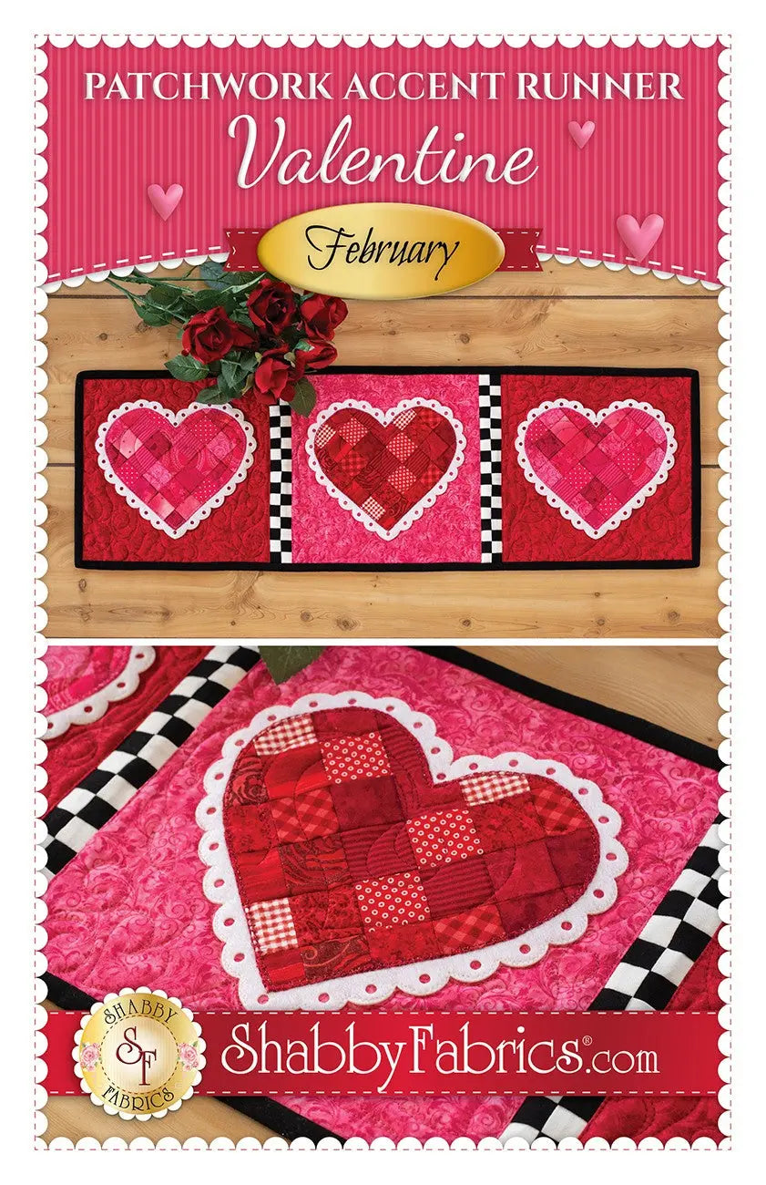 Patchwork Accent Runner Hearts February - Linda's Electric Quilters