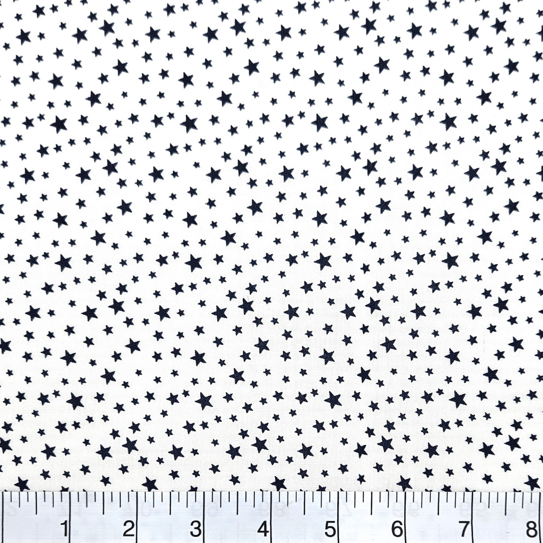Patriotic Stars 108" Supreme Backings - Navy Stars on White Wideback Fabric Per Yard
