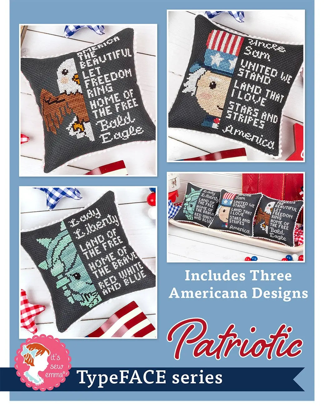 Patriotic TypeFACE Cross Stitch Pattern Checker Distributor