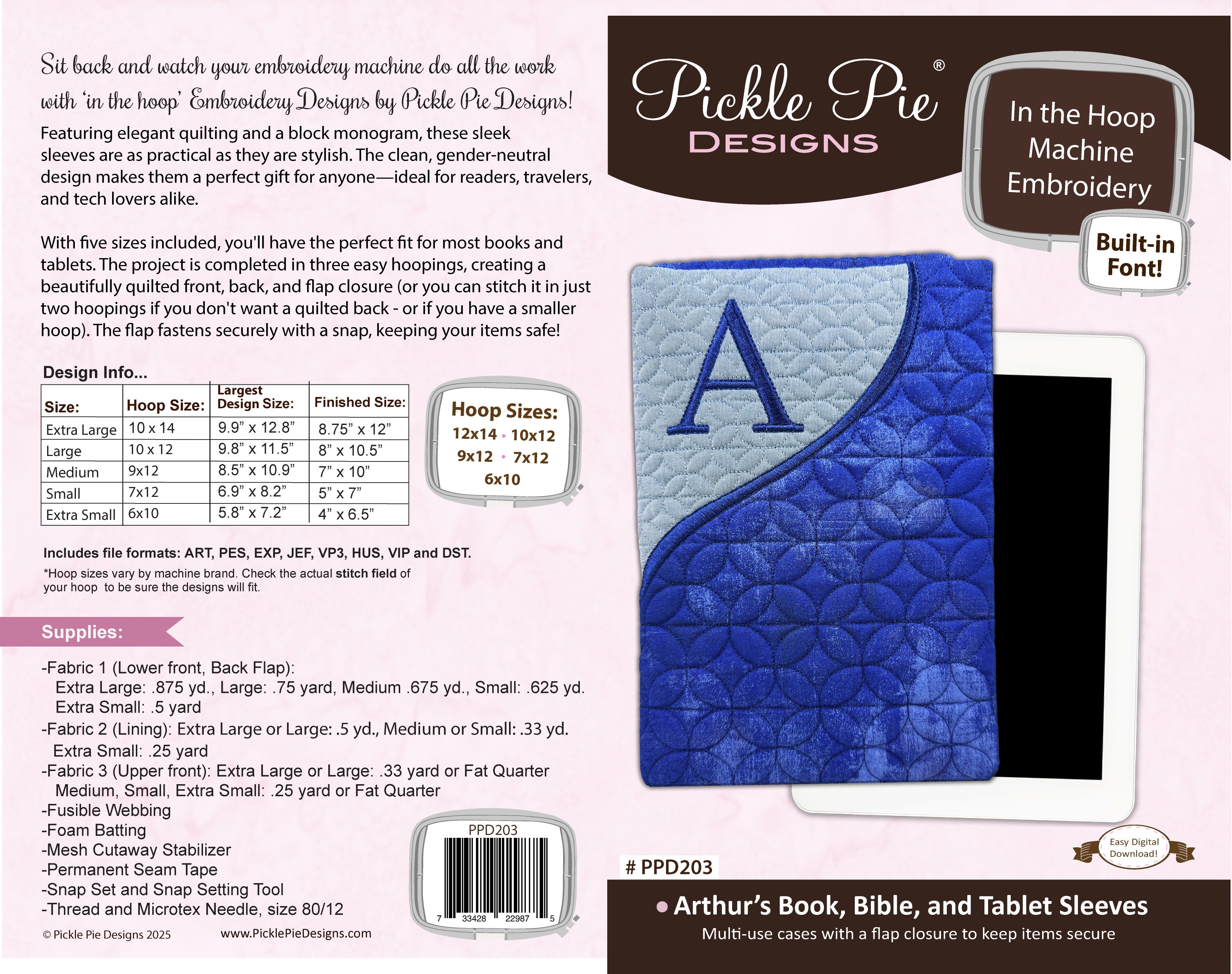 Arthur's Book + Tablet Sleeves In the Hoop Machine Embroidery Designs