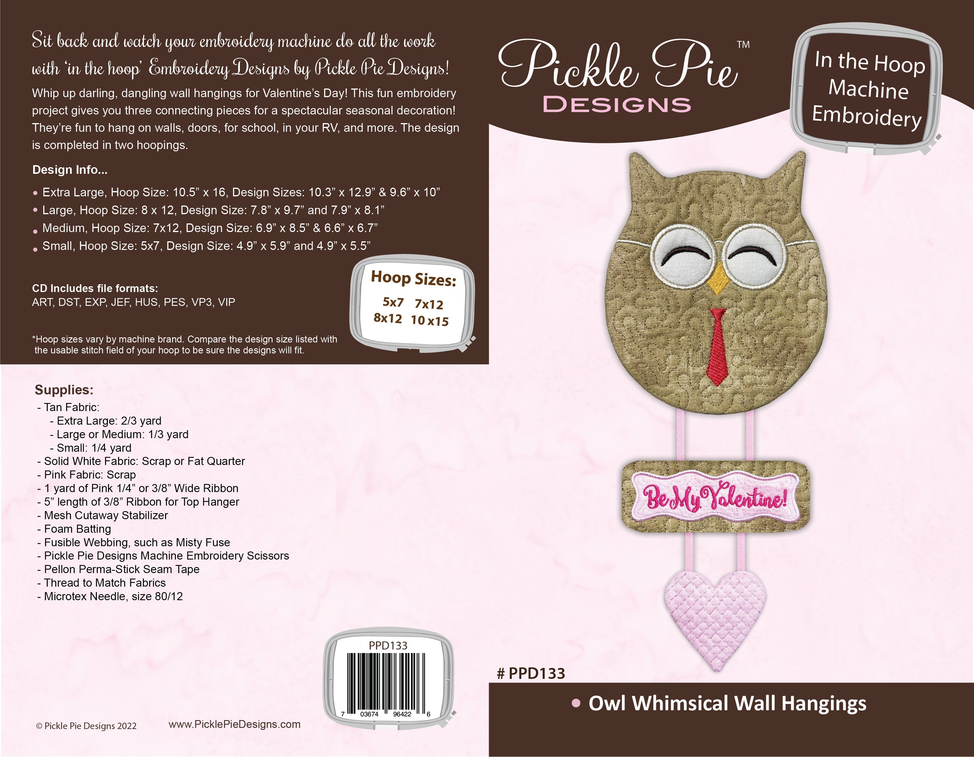 Owl Whimsical Wall Hangings In the Hoop Machine Embroidery Design Set