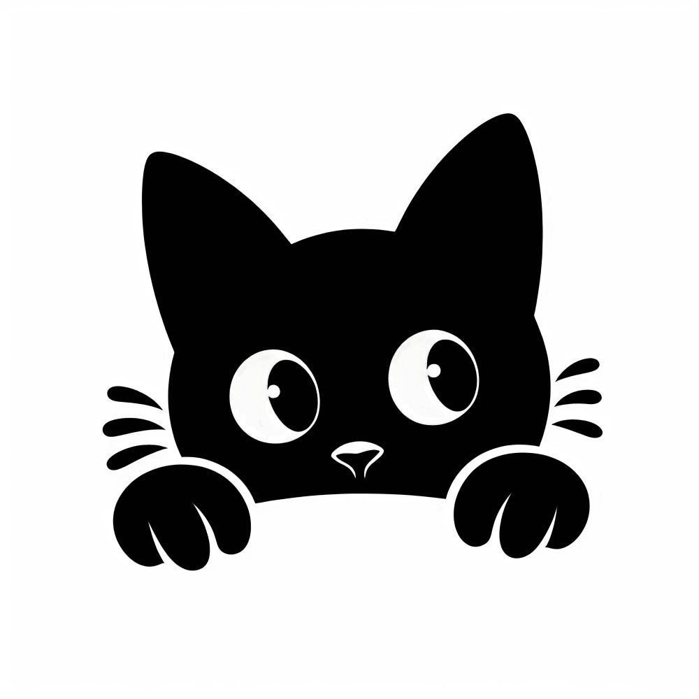 Peeking Black Cat Fabric Panel 14