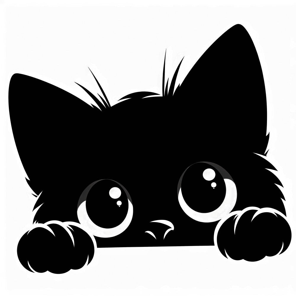 Peeking Black Cat Fabric Panel 15