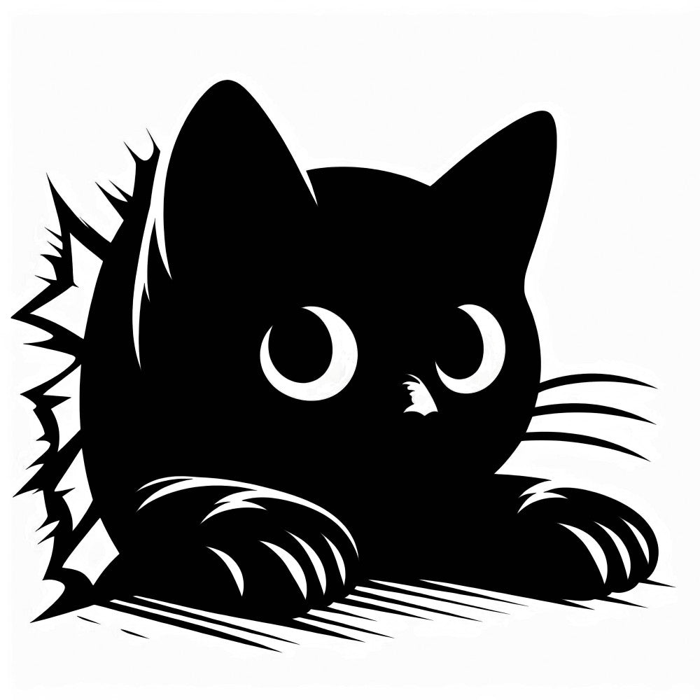 Peeking Black Cat Fabric Panel 16