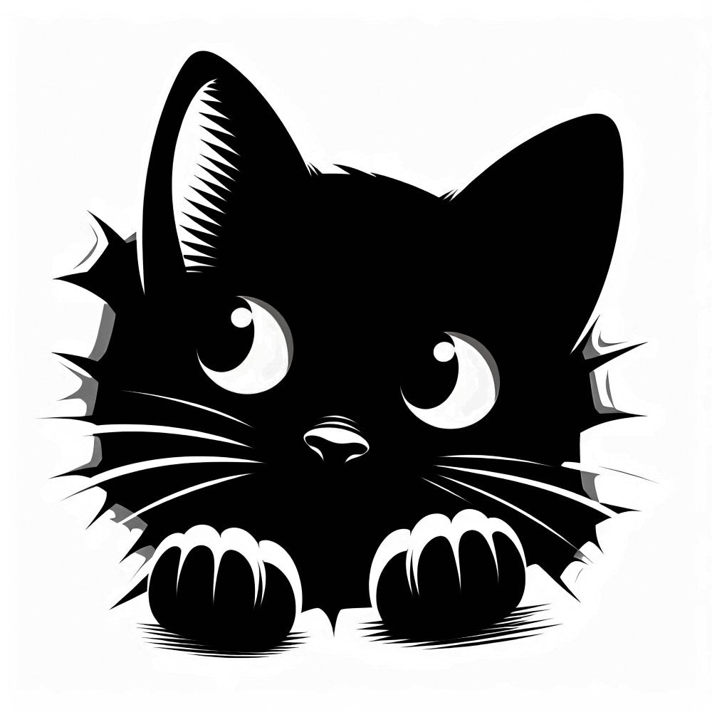 Peeking Black Cat Fabric Panel 6