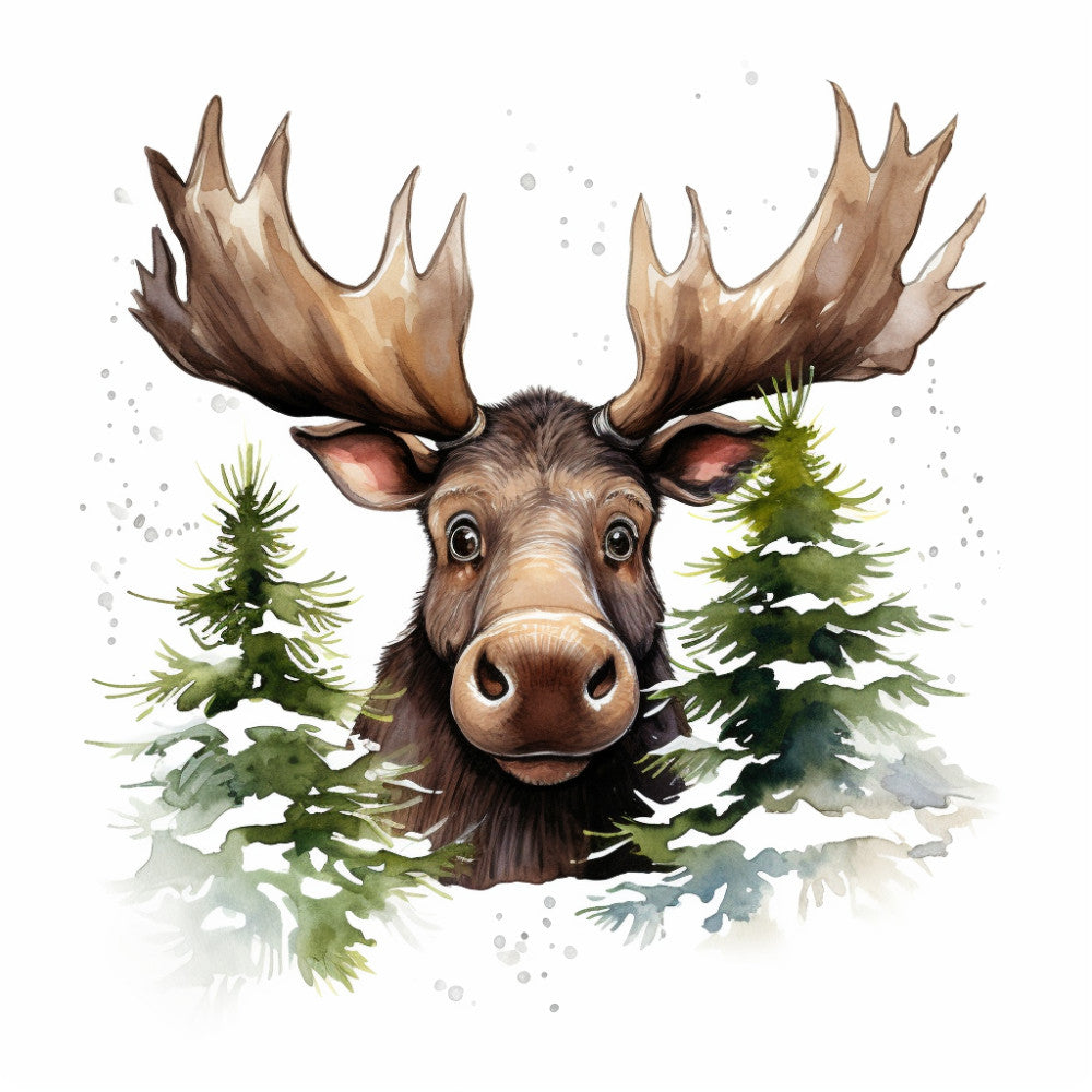 Peeking Moose Fabric Panel 4 QuiltingFabricPanels