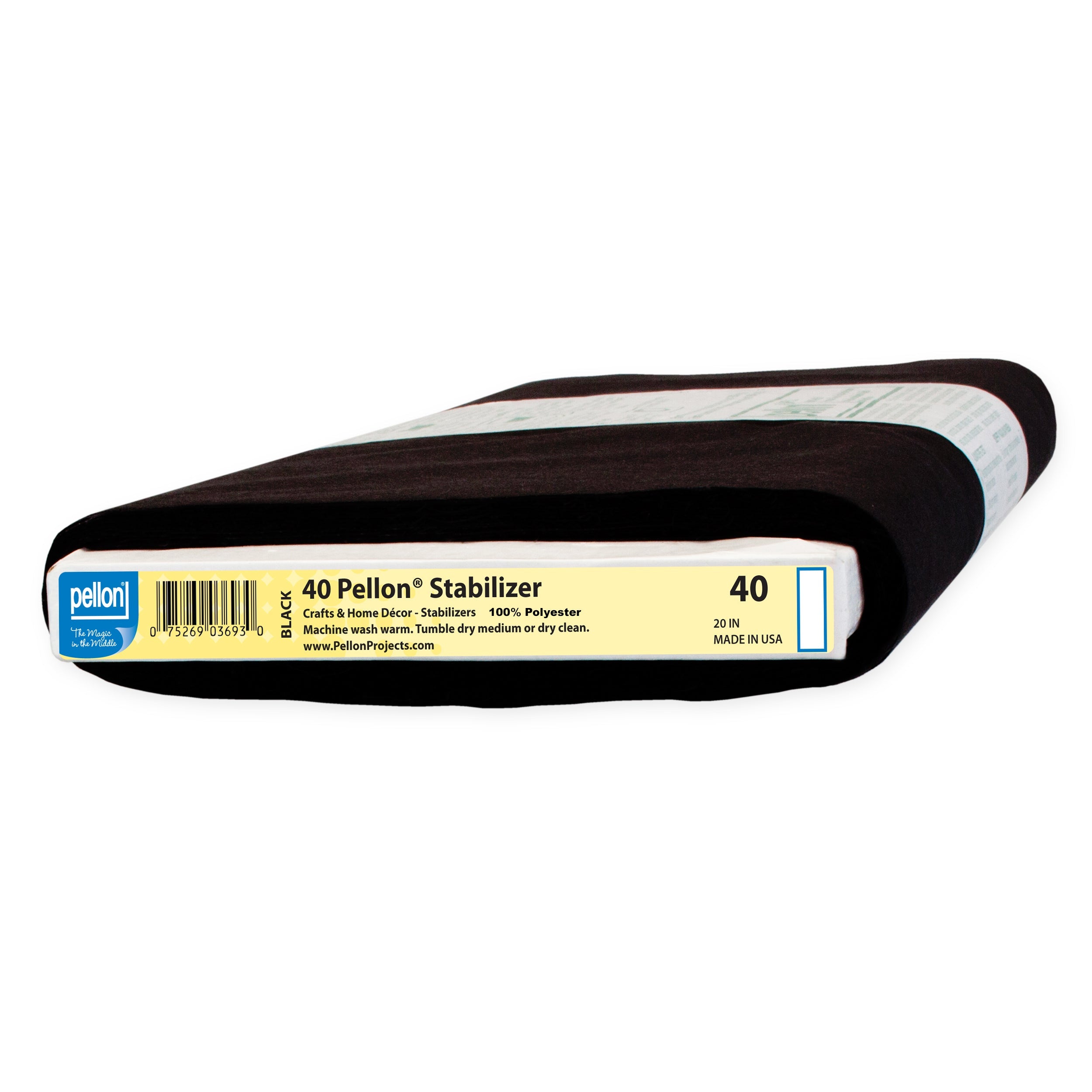 Pellon® 40 Sew-In Midweight Stabilizer 20" x 10 yards Bolt. Color: Black.