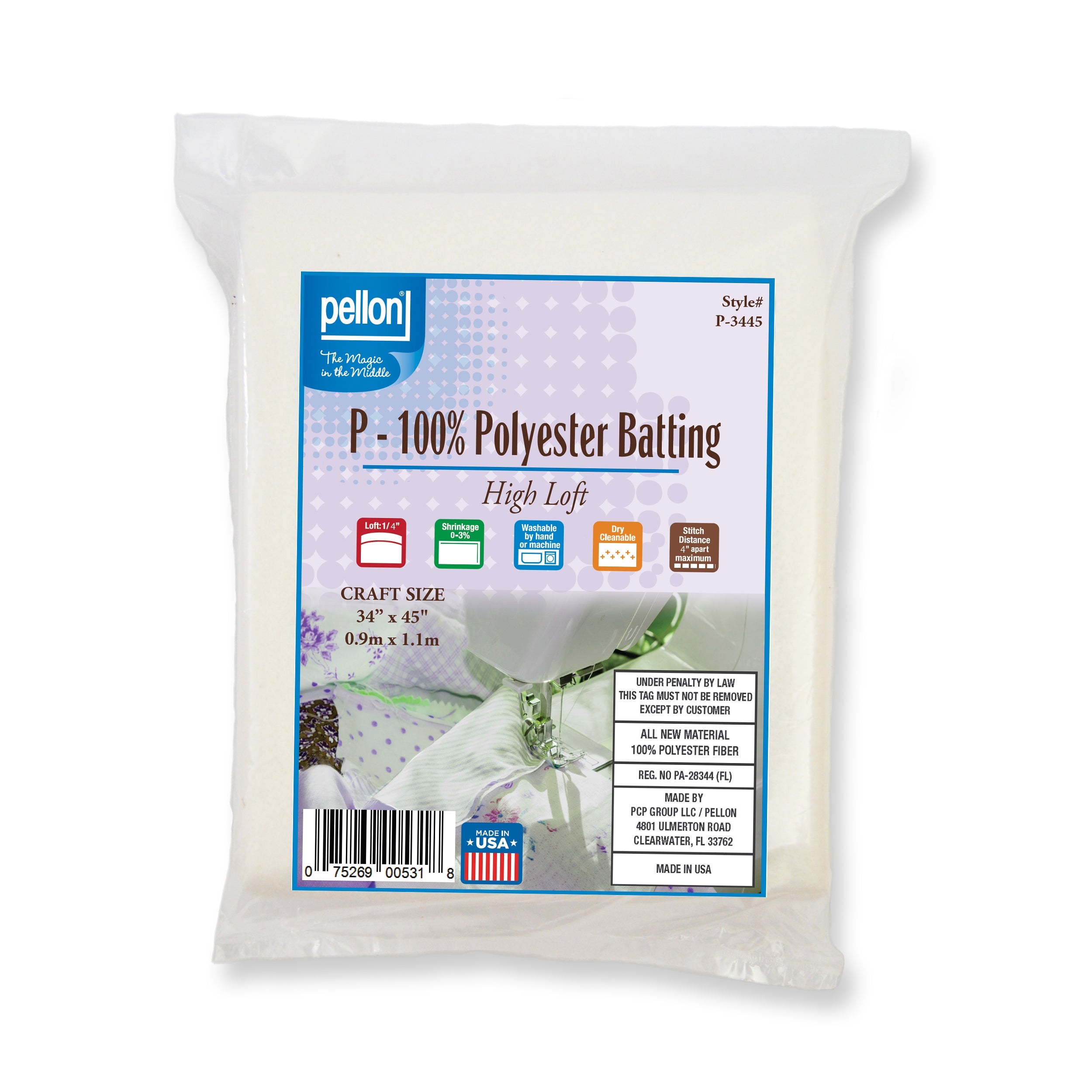 Pellon® Polyester Batting 34" x 45" Craft Size Package.