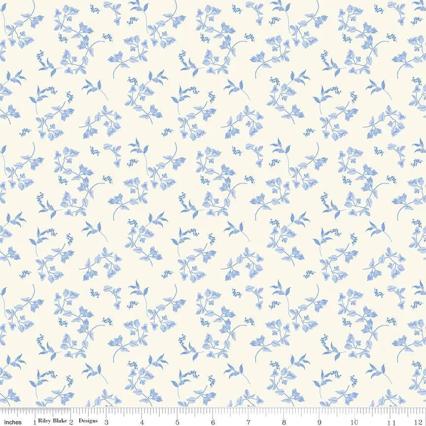 Penelope Stems Cream Cotton Wideback Fabric per yard Riley Blake Designs