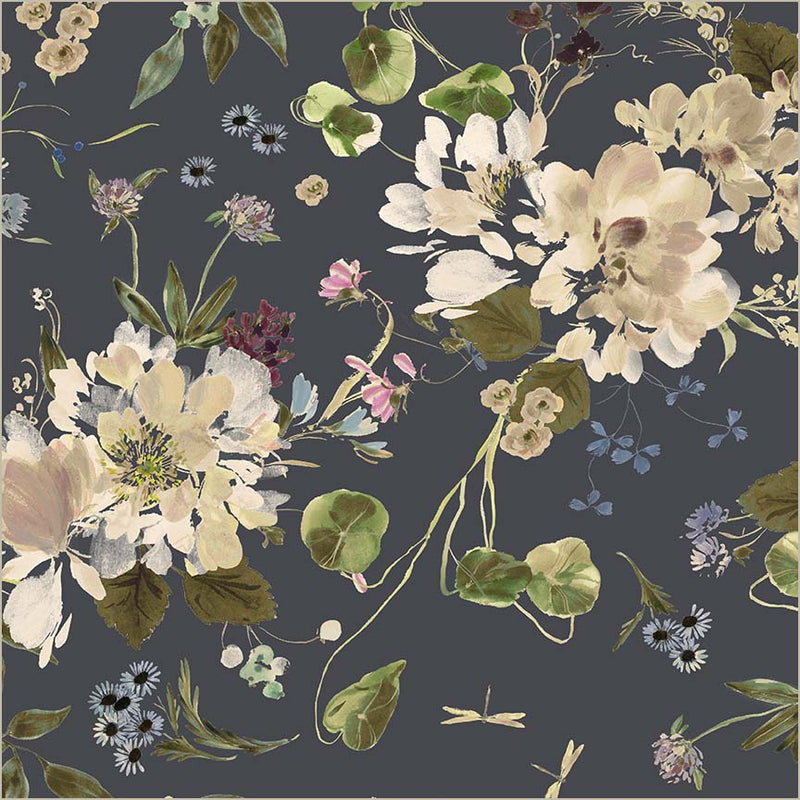 Peony Garden Indigo Wideback Cotton Fabric - ( 1 Yard Pack )