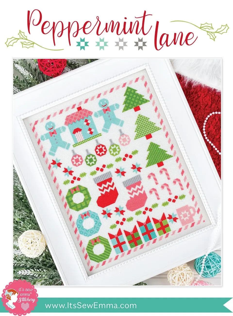 Peppermint Lane Cross Stitch Pattern Checker Distributor