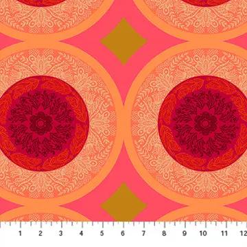 Perennial Borders Doily in Taffy AMT138-38C Cotton 44"/45" Fabric Per Yard Northcott