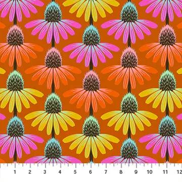 Perennial Borders Echinacea Rhythm in Fire AMT136-79V Cotton 44"/45" Fabric Per Yard Northcott