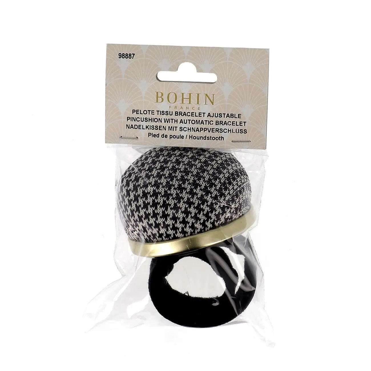 Pin Cushion Flexible Snap Bracelet Houndstooth - Linda's Electric Quilters