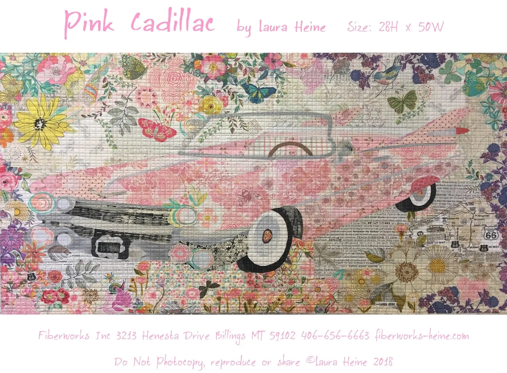 Pink Cadillac Collage - Linda's Electric Quilters