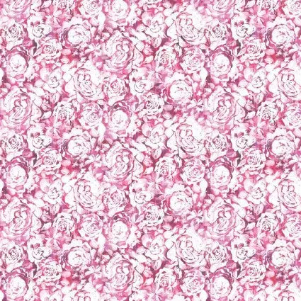 Pink Floral Daphne 44"/45" Cotton Fabric Per Yard - Linda's Electric Quilters