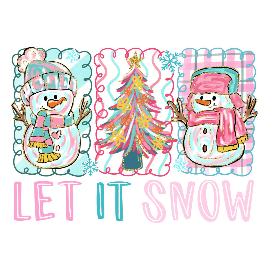 Pink Let It Snow Fabric Panel 1