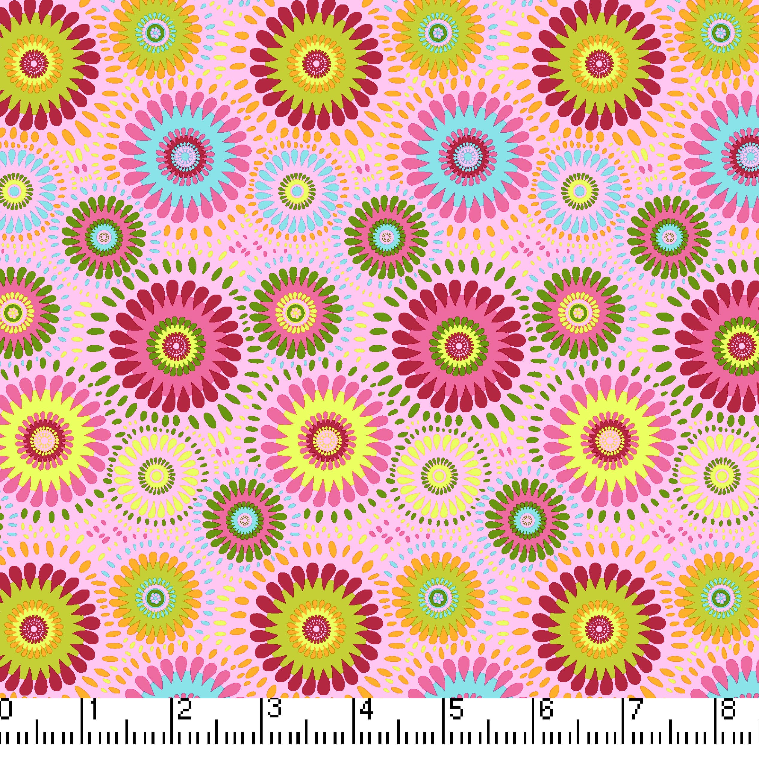 Pink Lucky Medallion 45" Wide Cotton Fabric Per Yard
