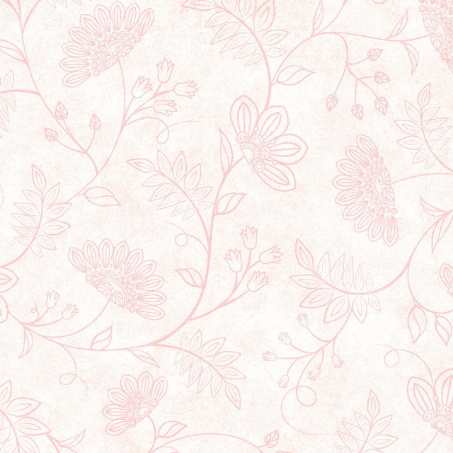 Pink Operetta Flowering Vines Cotton 43"/44" Fabric Per Yard