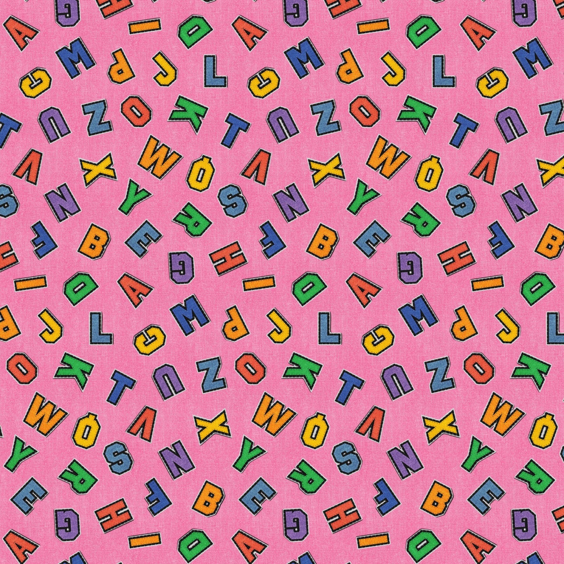 Pink Patch Perfect Alphabet Toss Cotton 43"/44" Fabric Per Yard