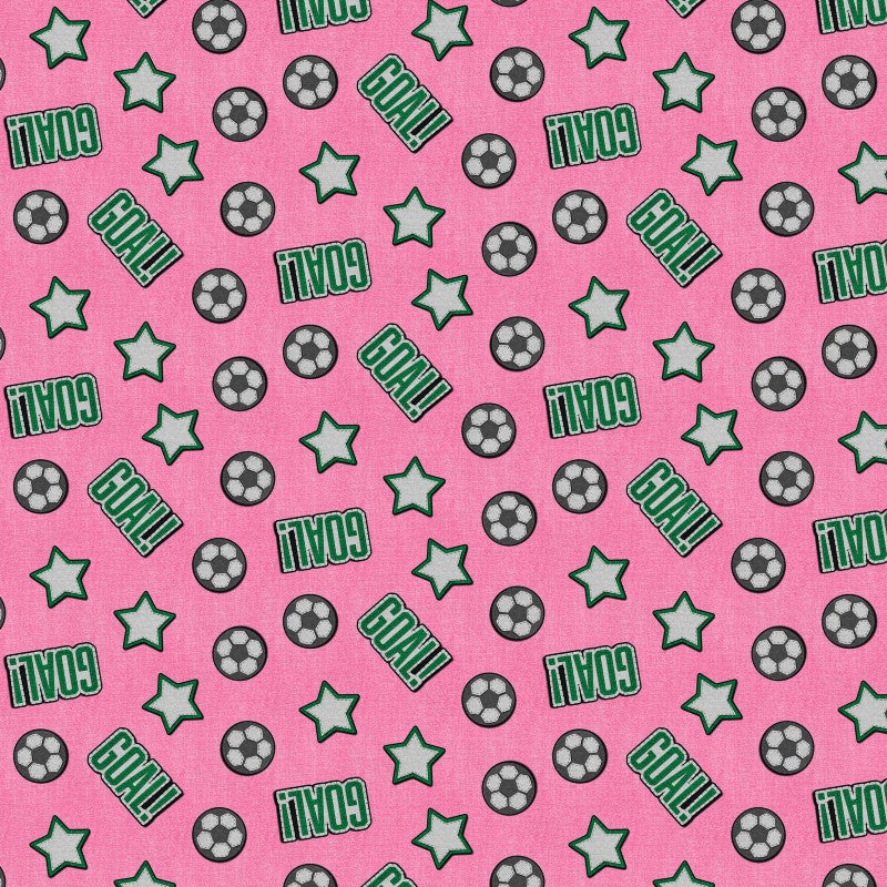 Pink Patch Perfect Soccer Cotton 43"/44" Fabric Per Yard