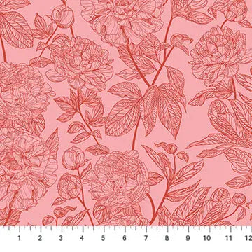 Pink Peonies Indelible by Anna Maria for Northcott Cotton 44"/45" Fabric Per Yard - Linda's Electric Quilters