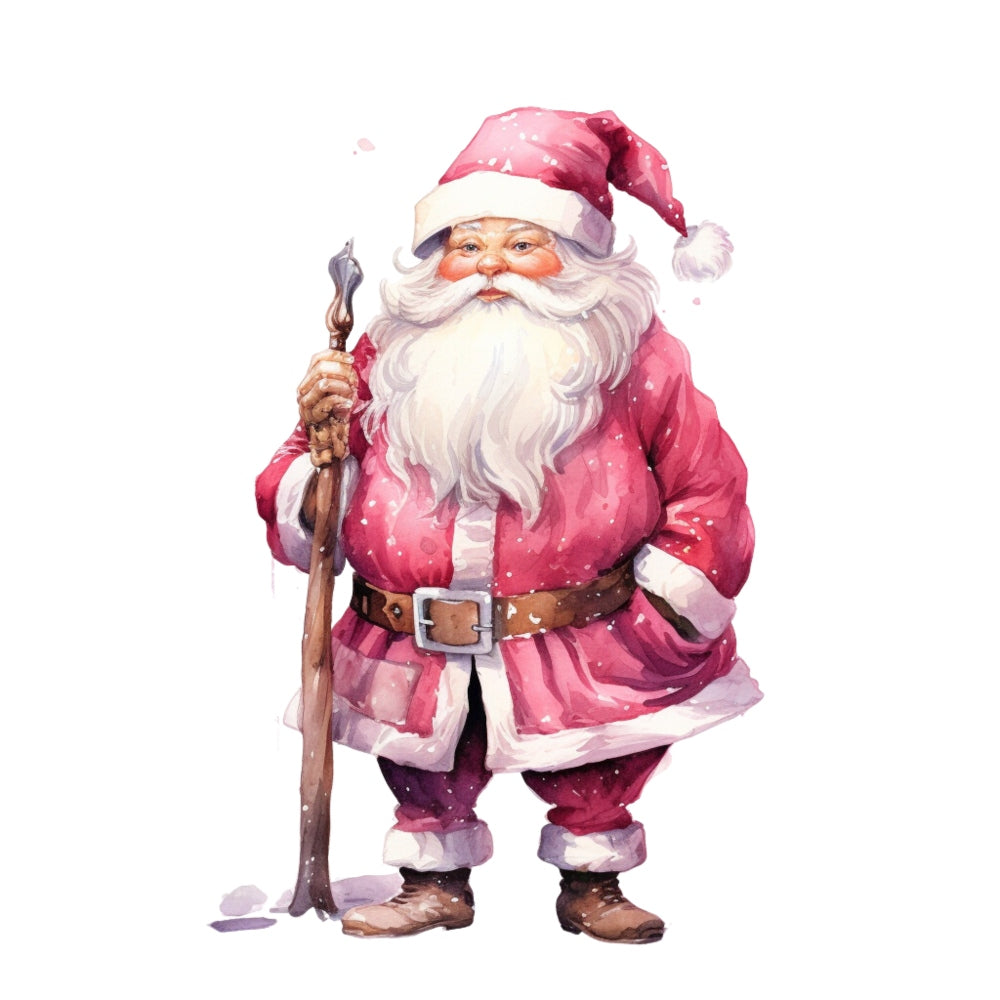 Pink Santa Claus Fabric Panel 7 QuiltingFabricPanels