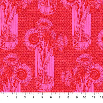 Pink Sunflowers Indelible by Anna Maria for Northcott Cotton 44"/45" Fabric Per Yard - Linda's Electric Quilters