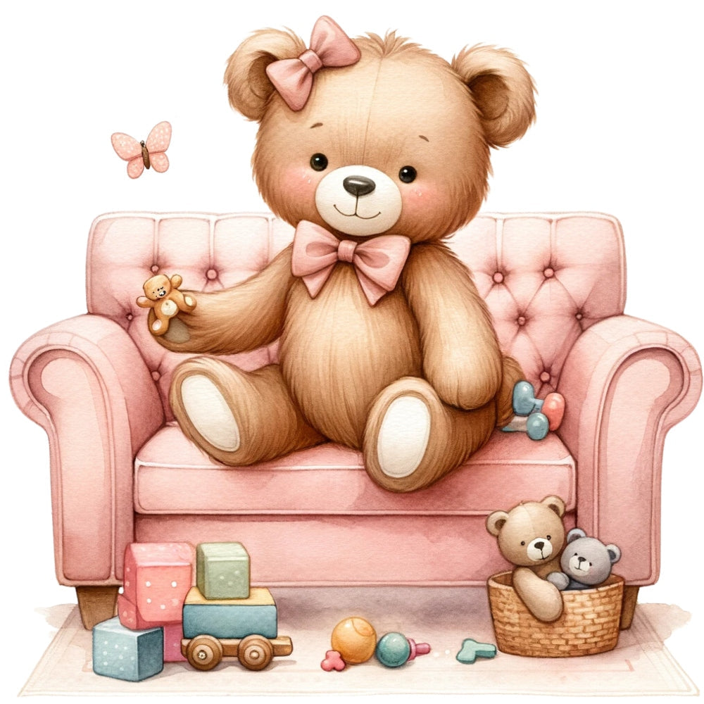 Pink Teddy Bears Fabric Panel 1