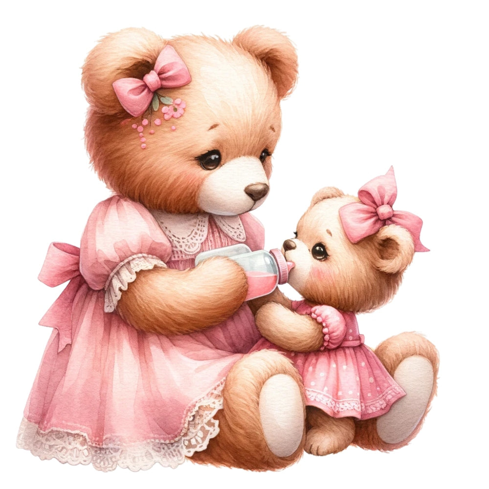 Pink Teddy Bears Fabric Panel 11