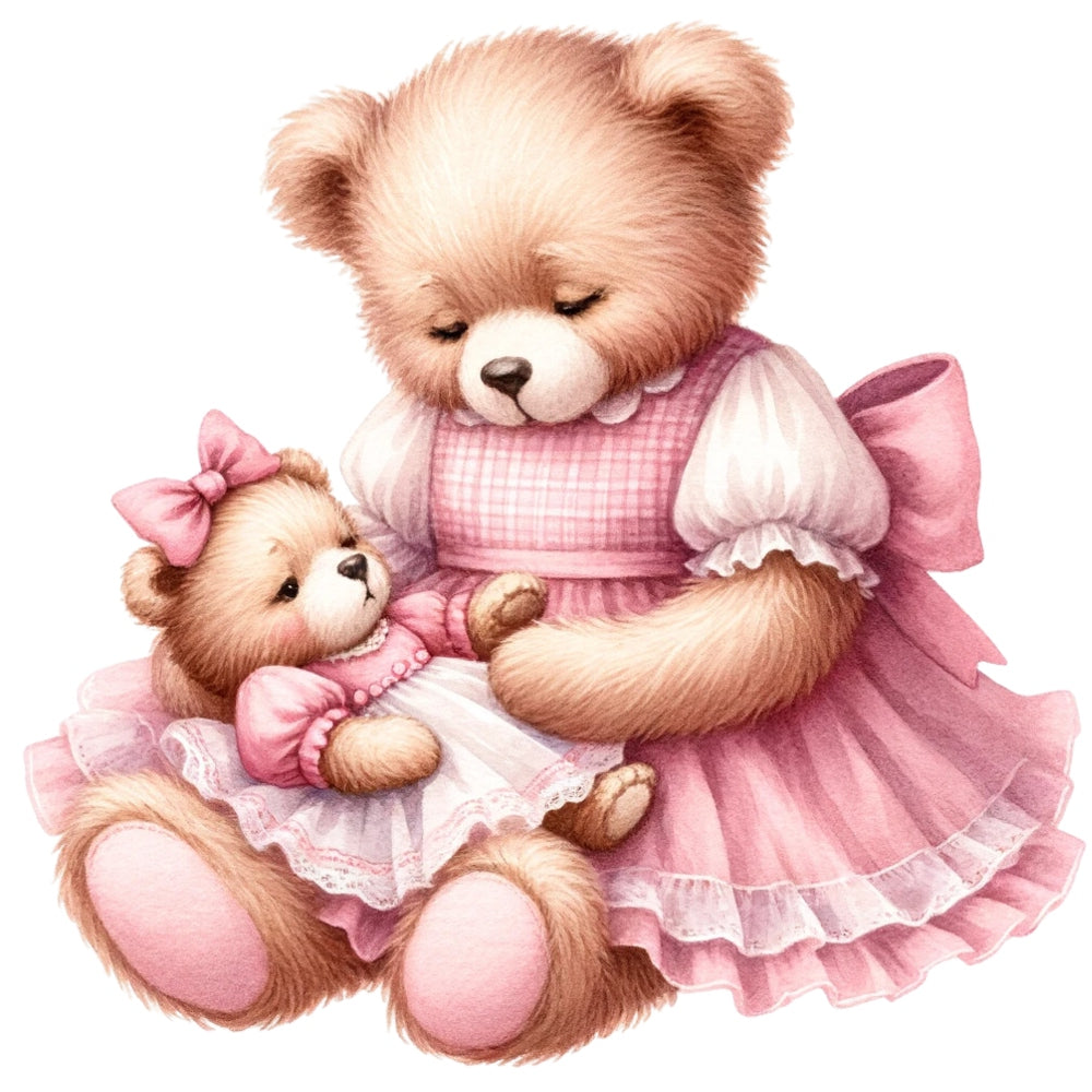 Pink Teddy Bears Fabric Panel 13 QuiltingFabricPanels